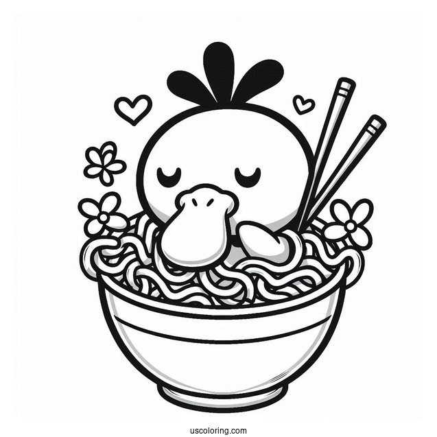 Psyduck Coloring Page In Cup Noodles