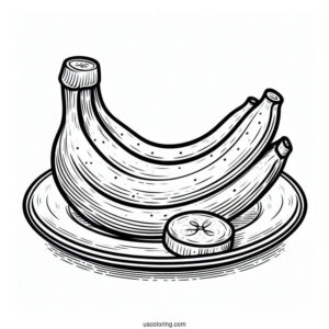 Peeled Banana Coloring Page On A Plate