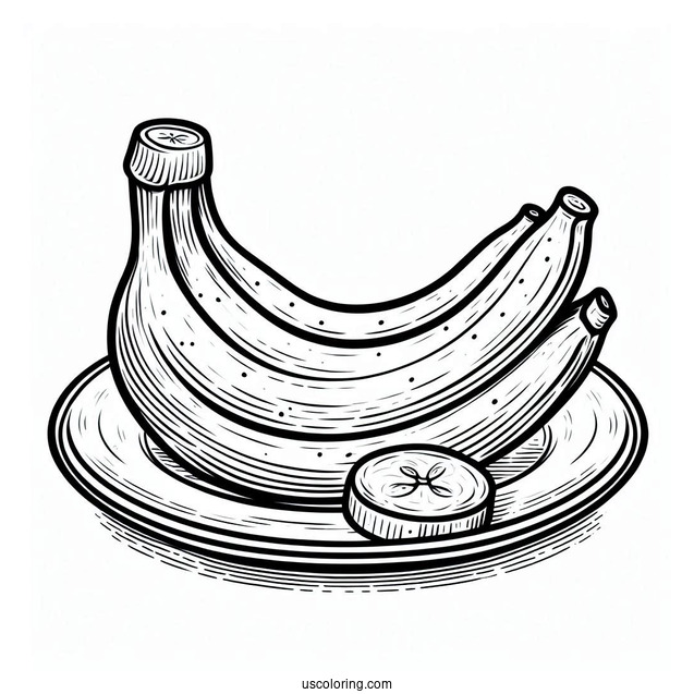 Peeled Banana Coloring Page On A Plate