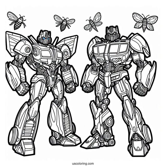 Optimus Prime vs Bumblebee Coloring Page