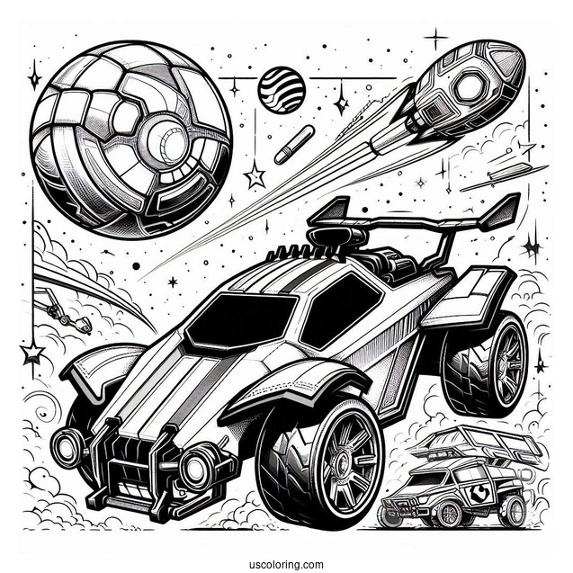 Rocket League Coloring Page Octane And The Ball