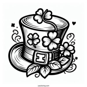 Leprechaun Hat With Shamrocks To Color