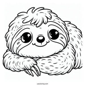 Smiling Sloth Coloring Sheet For Kids