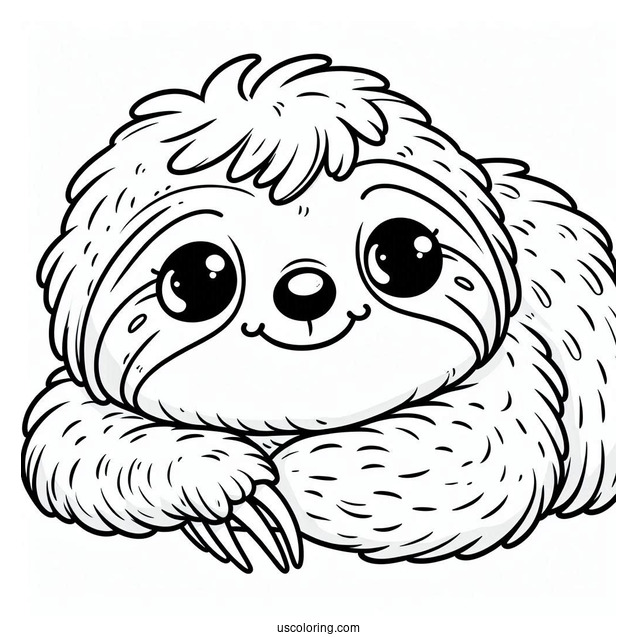 Smiling Sloth Coloring Sheet For Kids