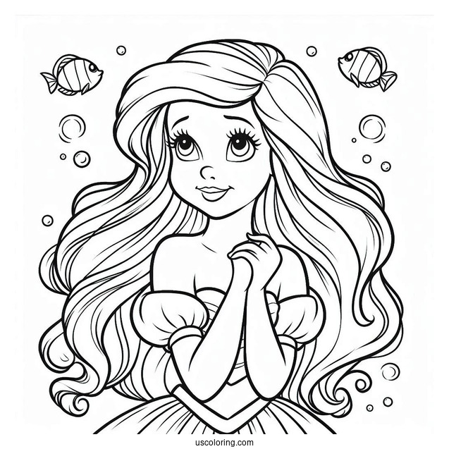 Simple Coloring Page Of Ariel For Preschoolers