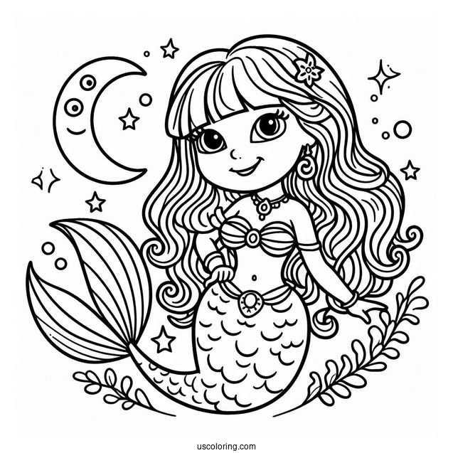 Mermaid Dora Coloring Page For Kids