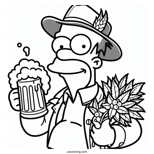 Simpsons Coloring Pages Of Barney Gumple Holding A Beer