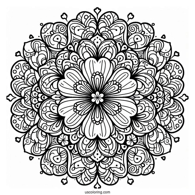 St. Patrick's Day Coloring Page Intricate Clover Mandala
