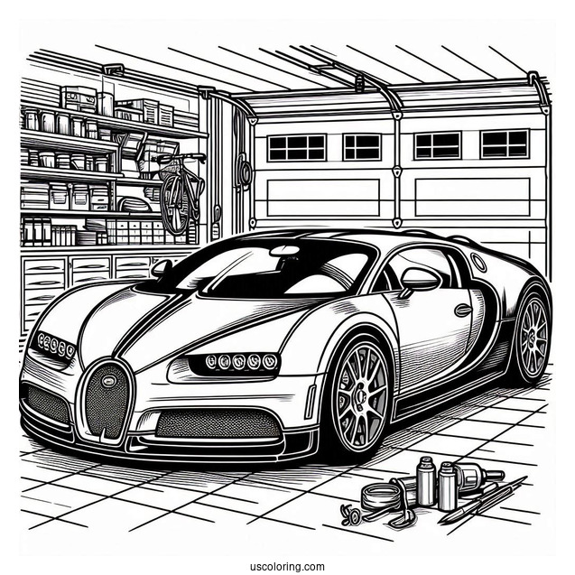 Bugatti Coloring Page Centodieci Inside Garage