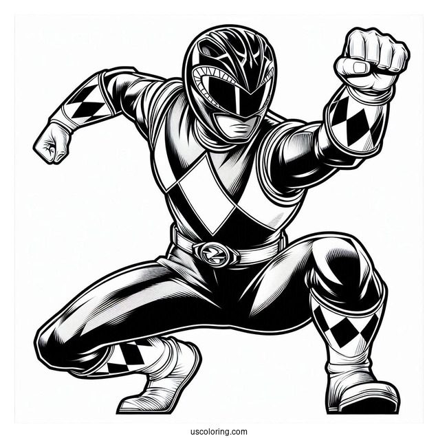 Complete Power Rangers Fighting Stance Coloring Page