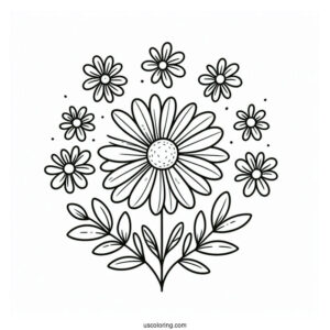 Flower Coloring Pages Of Simple Outline Of Daisies For Preschoolers