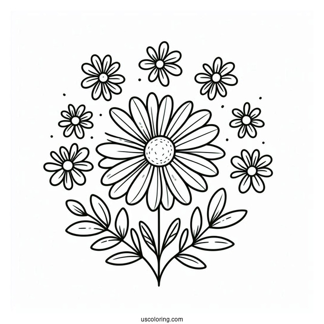 Flower Coloring Pages Of Simple Outline Of Daisies For Preschoolers