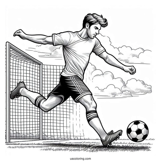 Soccer Player Doing a Header To Color