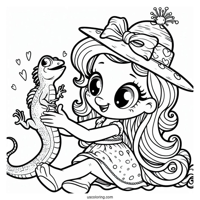 Birthday Girl Pinkie Pie Coloring Page Hugging A Lizard
