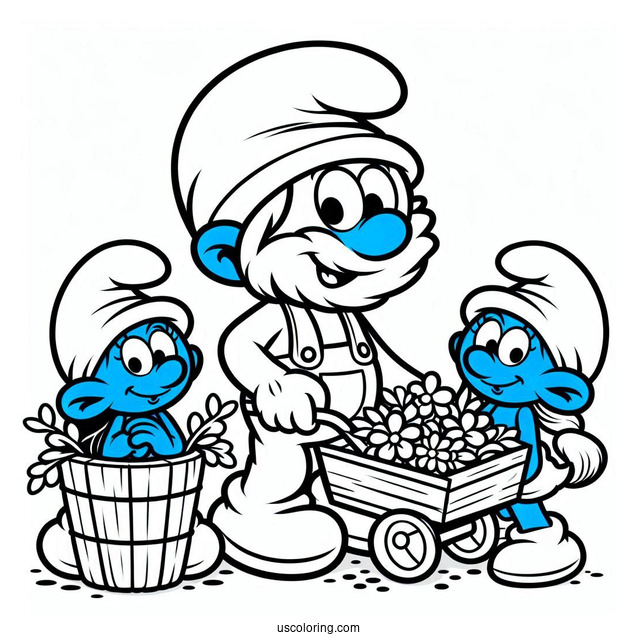 Cute Farmer Smurf Coloring Page