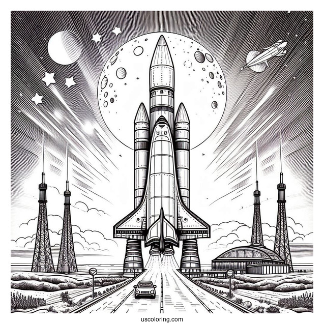 Ariane 5 Rocket Blasting Off Launch Pad