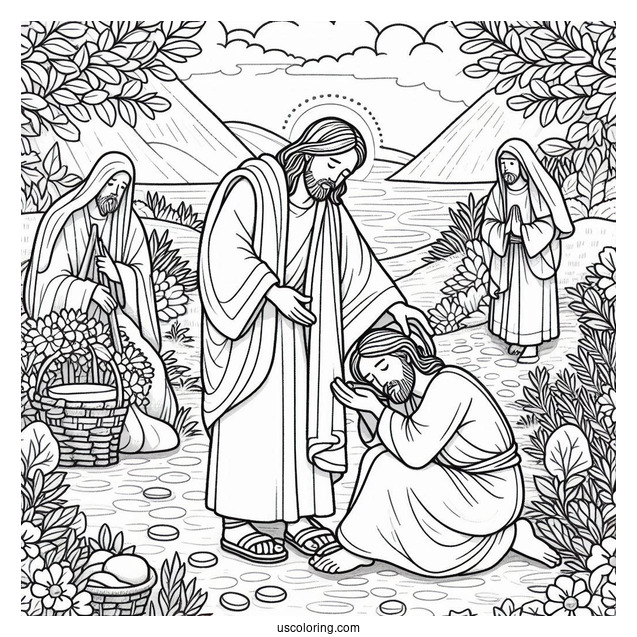 Jesus Coloring Page Healing The Sick On The Side Of The Road