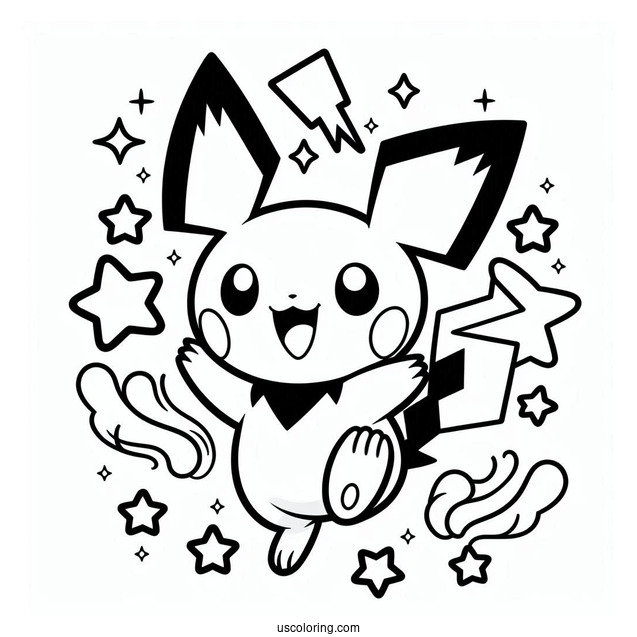 Energy Patch Pichu Coloring Page Pokemon Card