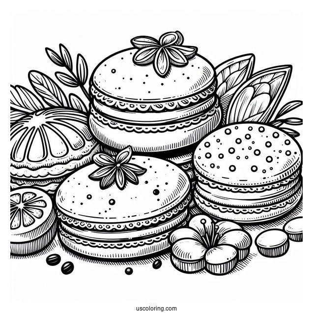 Coloring Page Of Macaroons