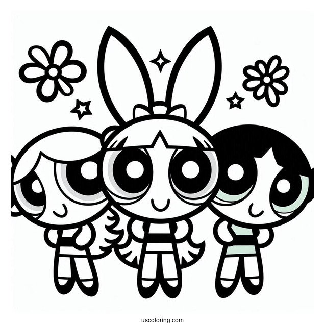 Simple Powerpuff Girls Coloring Page For Kids