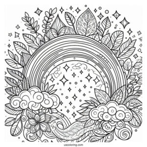Simple Coloring Page Of a Magical Rainbow
