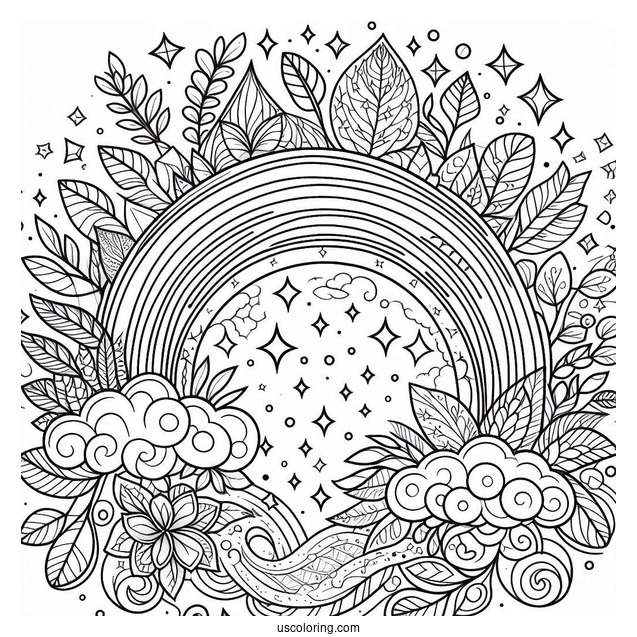 Simple Coloring Page Of a Magical Rainbow