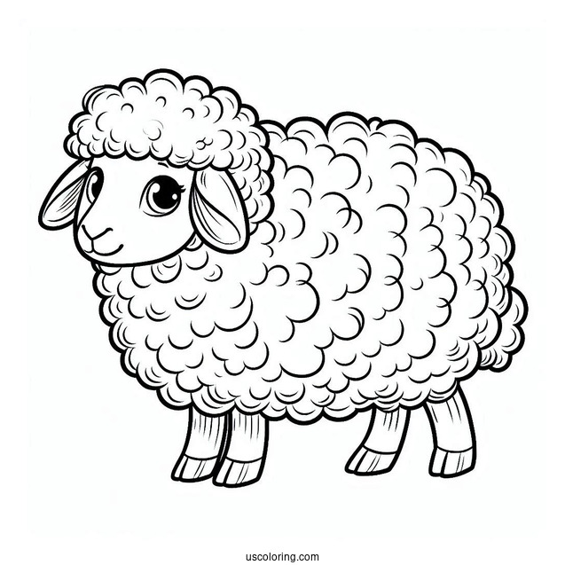 Big Fluffy Sheep Coloring Sheet