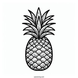 Easy Outline Of Pineapple Coloring For Kids