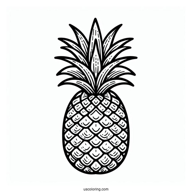 Easy Outline Of Pineapple Coloring For Kids