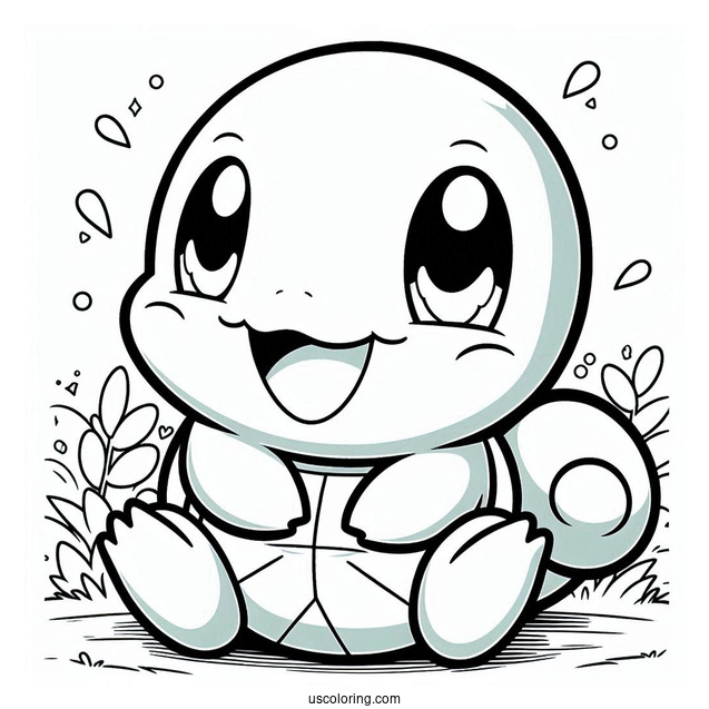 Smiling Squirtle Coloring Page For Preschoolers