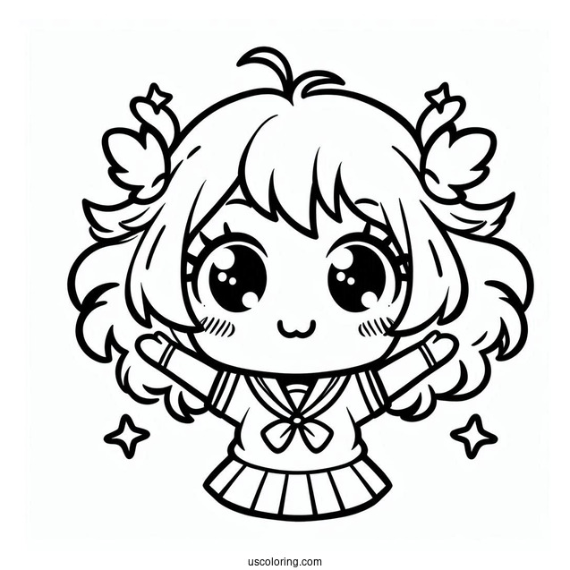 Kawaii Deku Coloring Page For Kids