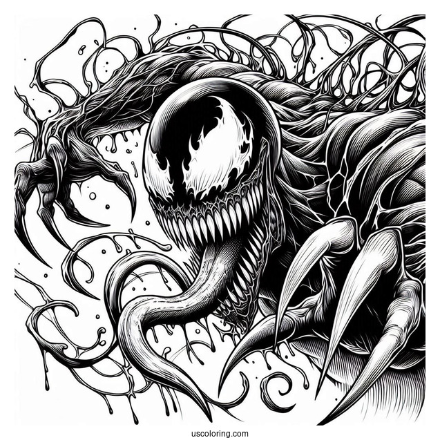Detailed Close Up Of Carnage Coloring Page