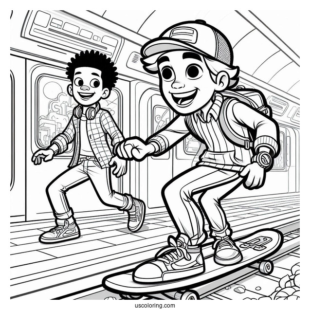 Subway Surfers Coloring Page Jake And Tricky