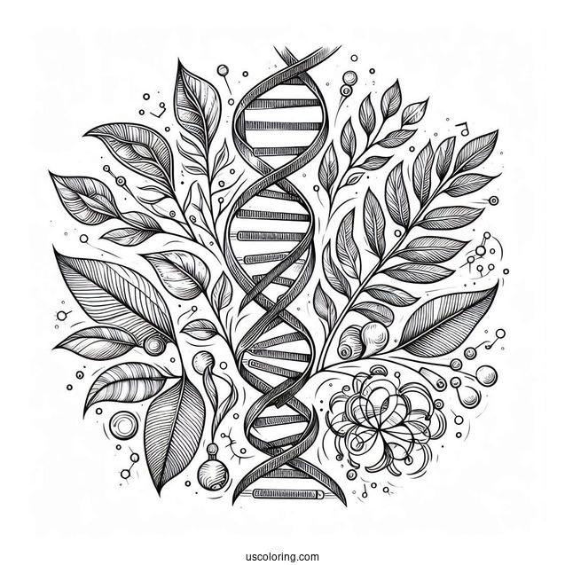 Science Coloring Page Of DNA Strands