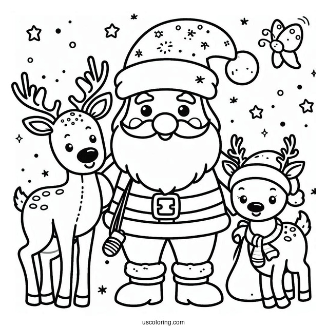 Easy Outline Of Santa With Dasher And Comet_