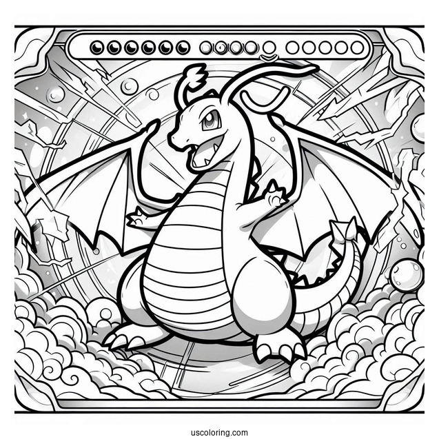 Dragonite Hyper Beam Pokemon Card Coloring Page
