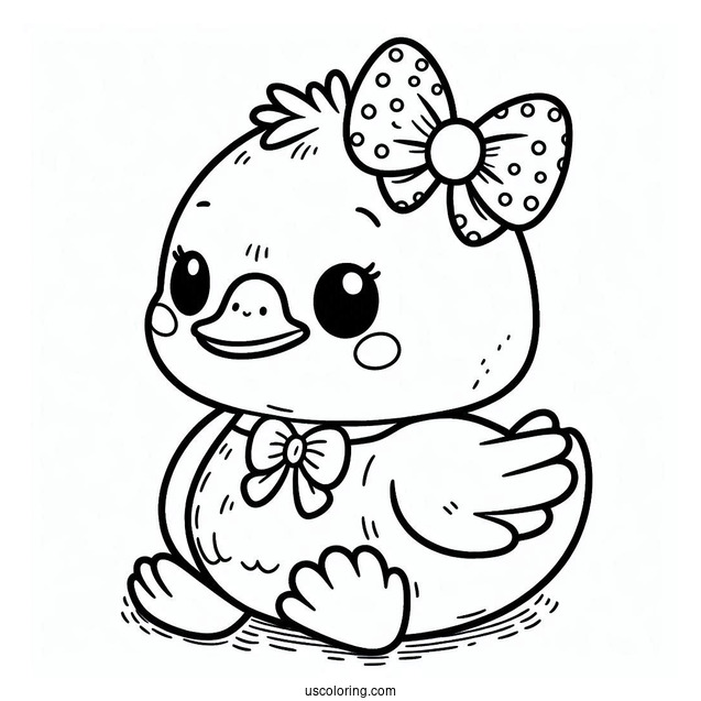 Cute Coloring Page Duck Wearing A Bowtie