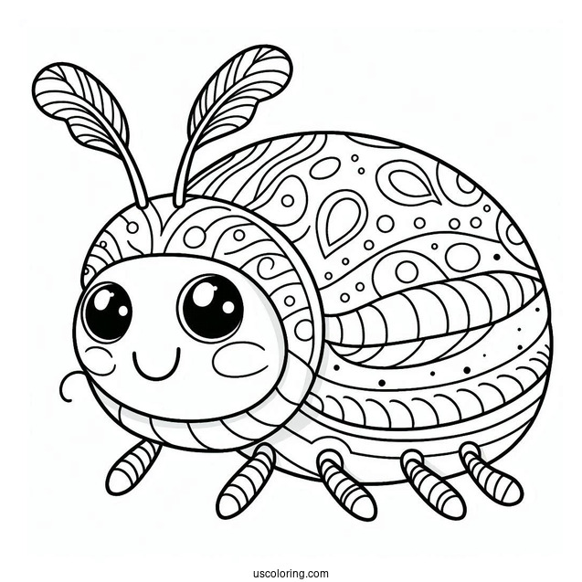 Cartoon Beetle Coloring Page Outline For Preschoolers