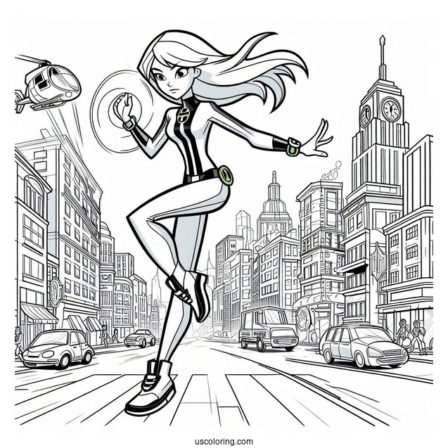 Ben 10 Coloring Page Of Adult Gwen Tennyson In The City