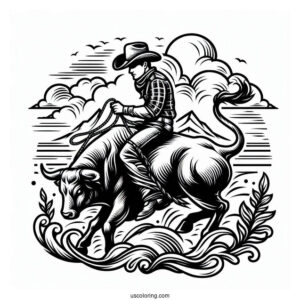 Rodeo Cowboy On Bull