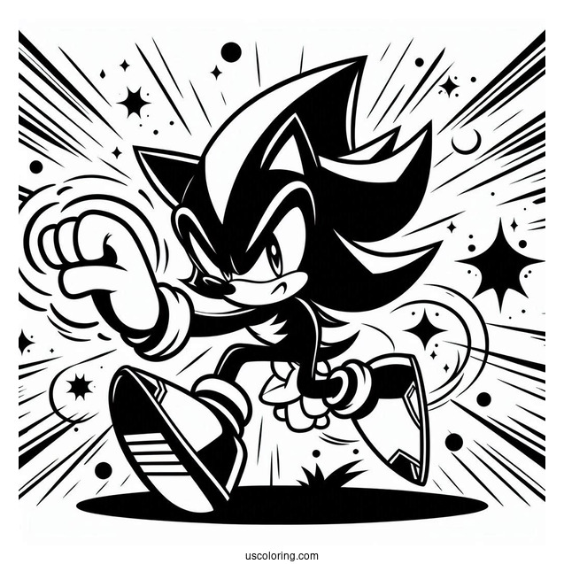Shadow Coloring Page Attacking Sonic