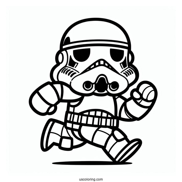 Cute Chibi Stormtrooper Coloring Page Running For Preschoolers