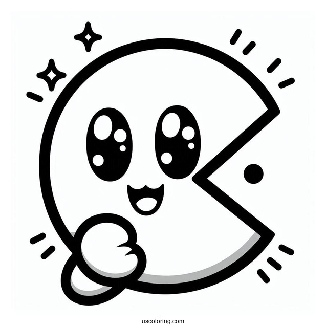 Pac-Man Coloring Page Holding Up Pac Dot