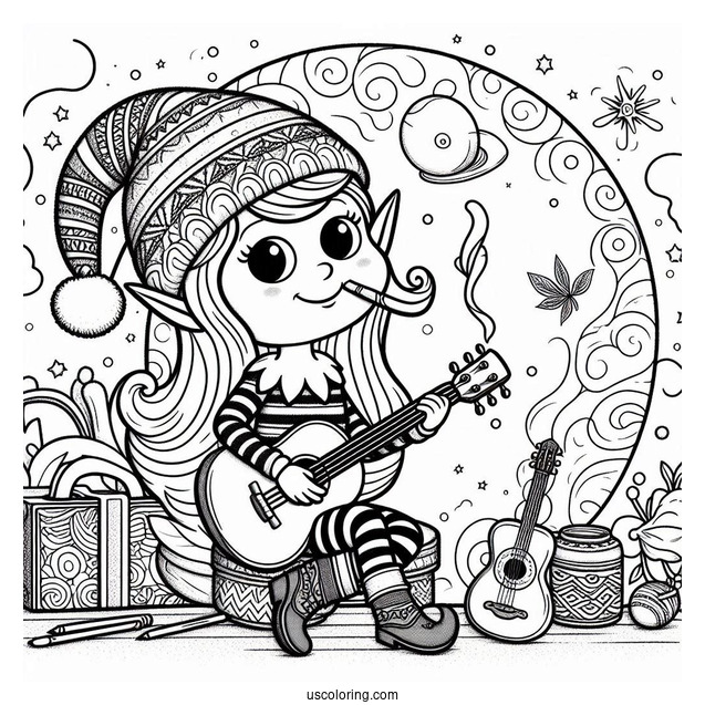 Groovy Looking Elf On The Shelf To Color