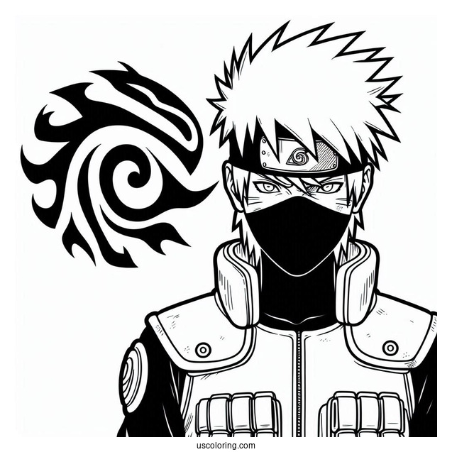 Easy Kakashi Coloring Page And Naruto Outline For Kids