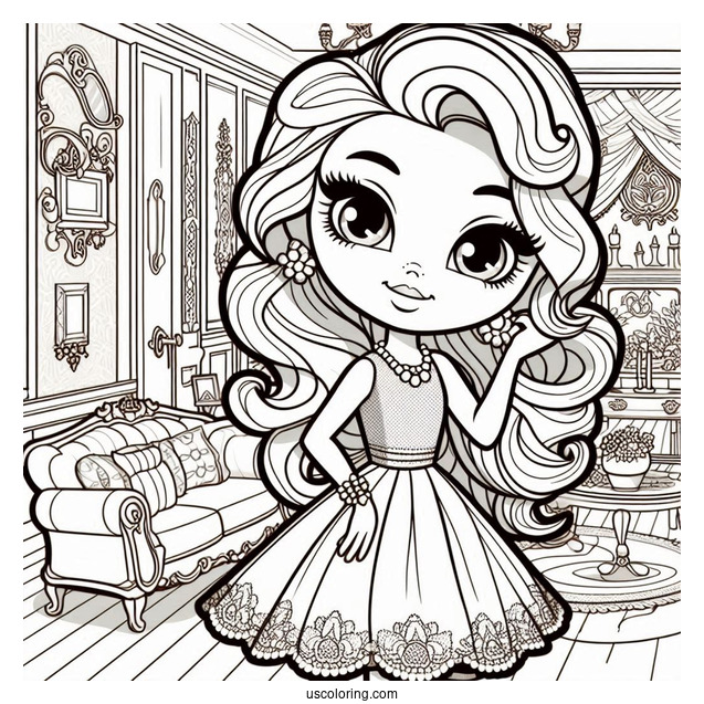 Polly Pocket Coloring Page Of Griselle Grande In The Living Room