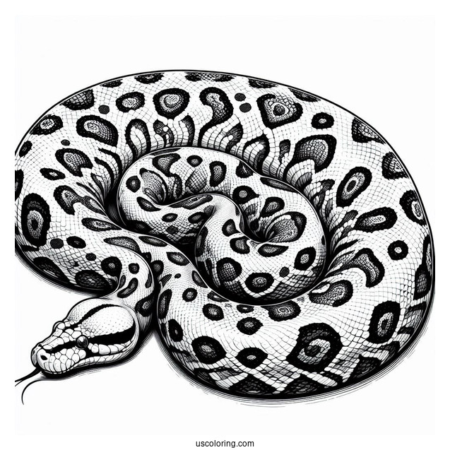 Detailed Curled Uo African Rock Python