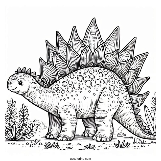 Detailed Stegosaurus Coloring Page For Kids