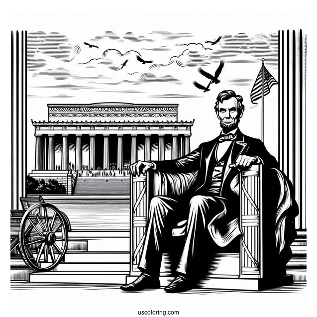 President Coloring Page Of Easy Lincoln Memorial