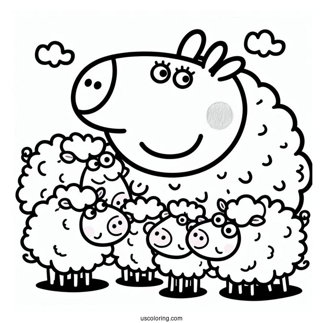 Peppa Pig Sheep Coloring For Preschoolers